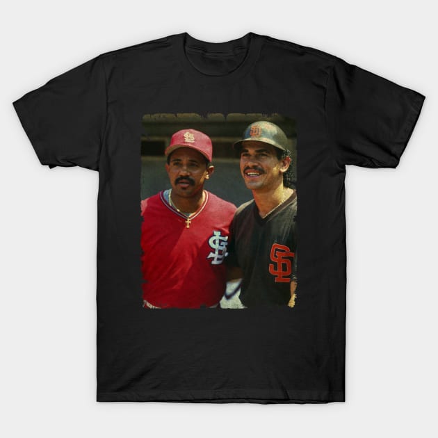 Benito Santiago in St. Louis Cardinals and Tony Pena in San Diego Padres T-Shirt by PESTA PORA